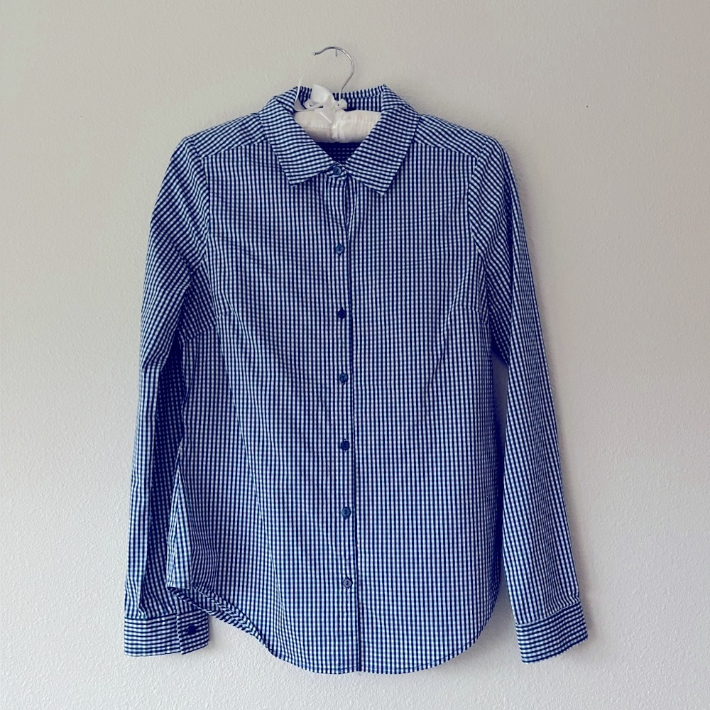 || NYDJ Button-Down Stretch Shirt || Checkered Pattern ||
